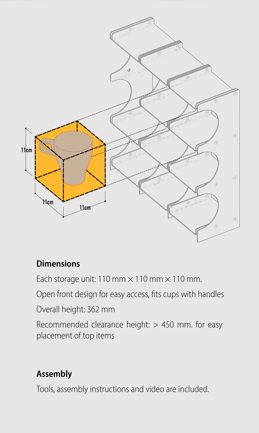 Aluminum Desktop Shelf for mugs