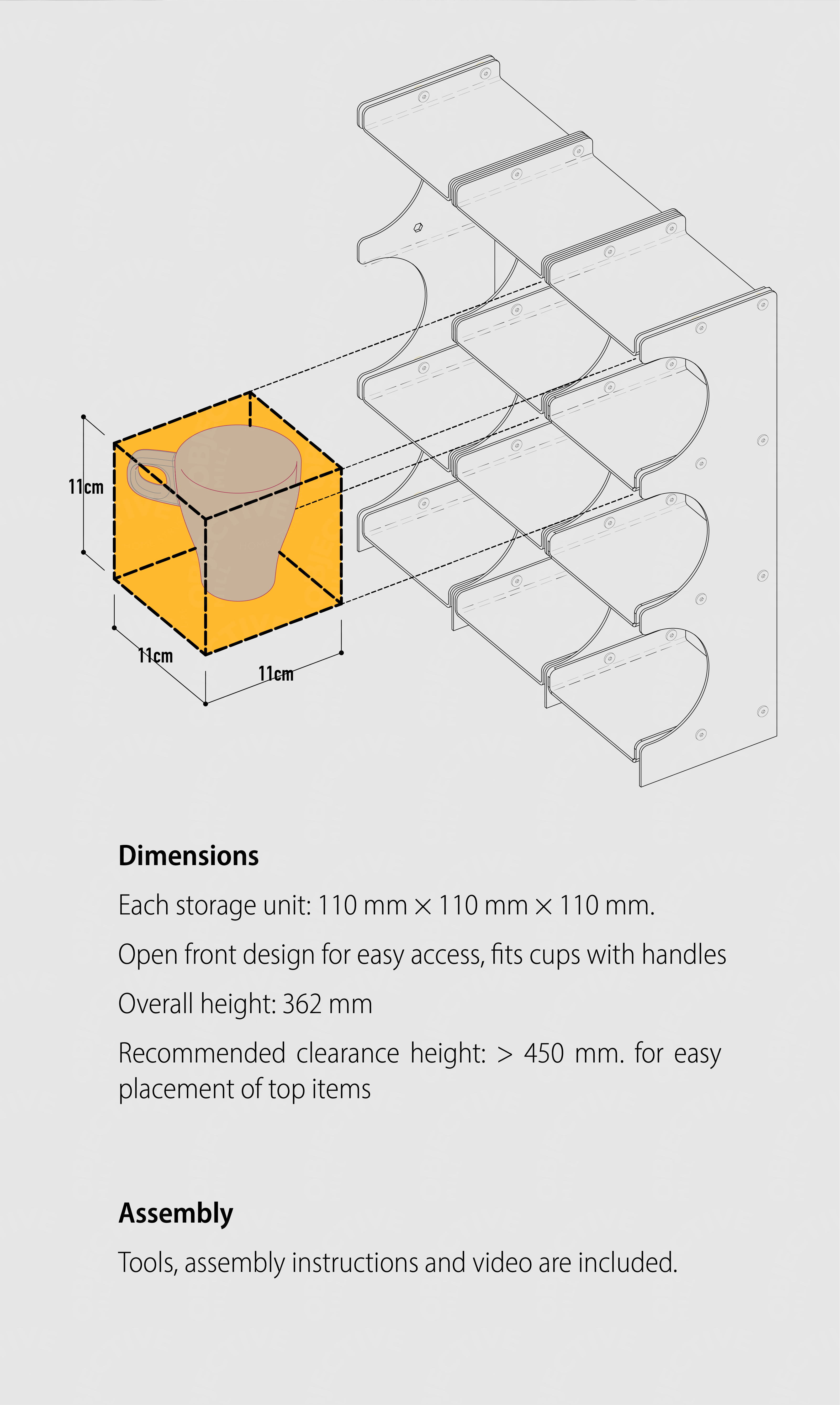 Aluminum Desktop Shelf for mugs